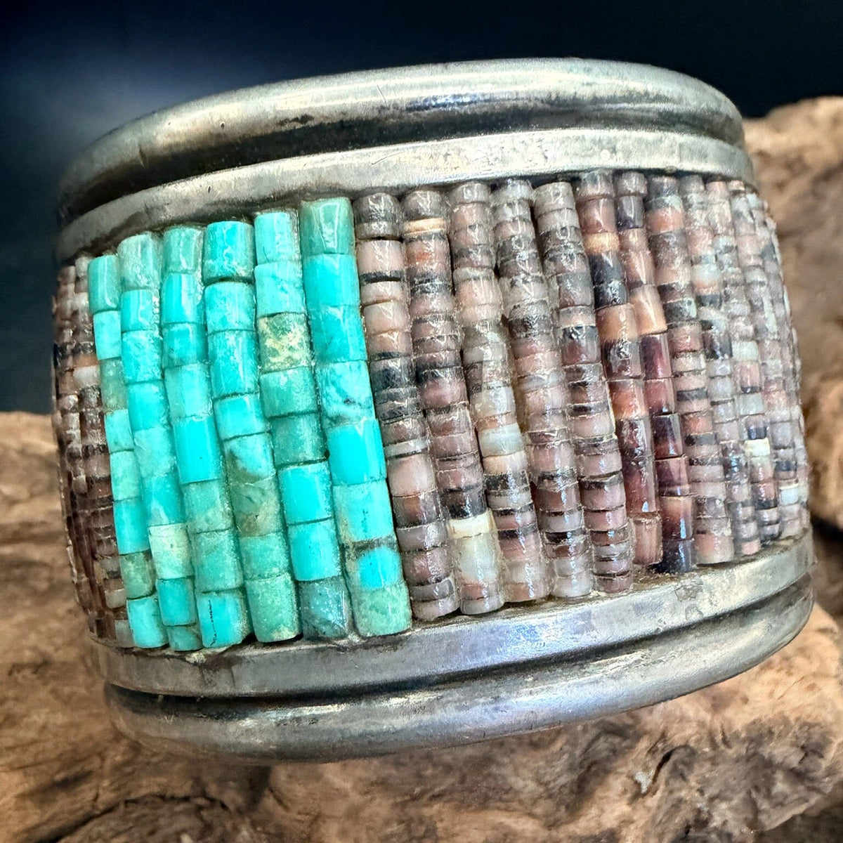 Turquoise/Heishi/Sterling Cuff - CMH169