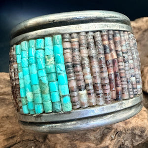 Turquoise/Heishi/Sterling Cuff - CMH169