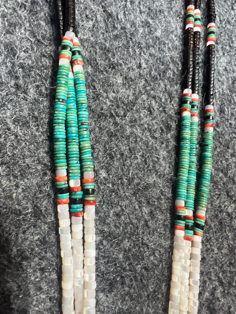 Turquoise/MOP/Spiny Oyster 3 Strand Necklace - NMT1