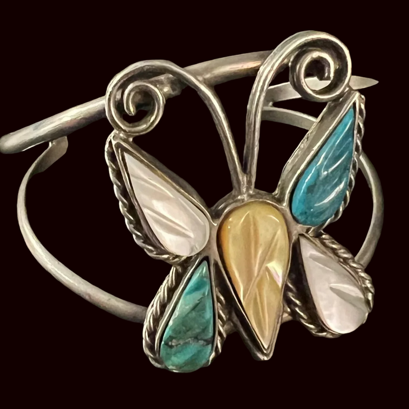 Turquoise/Mother of Pearl Butterfly Cuff - CMH212