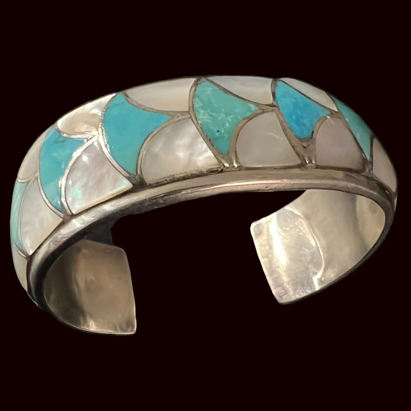 Turquoise/Mother Of Pearl Inlay Cuff - CMH183