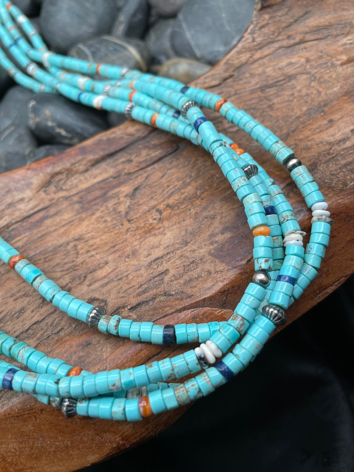 Turquoise/Multi Stone 4 Strand 36" Necklace - NSZ132