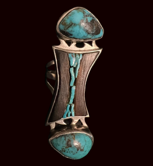 Turquoise/Petrified Wood Ring - RMH225