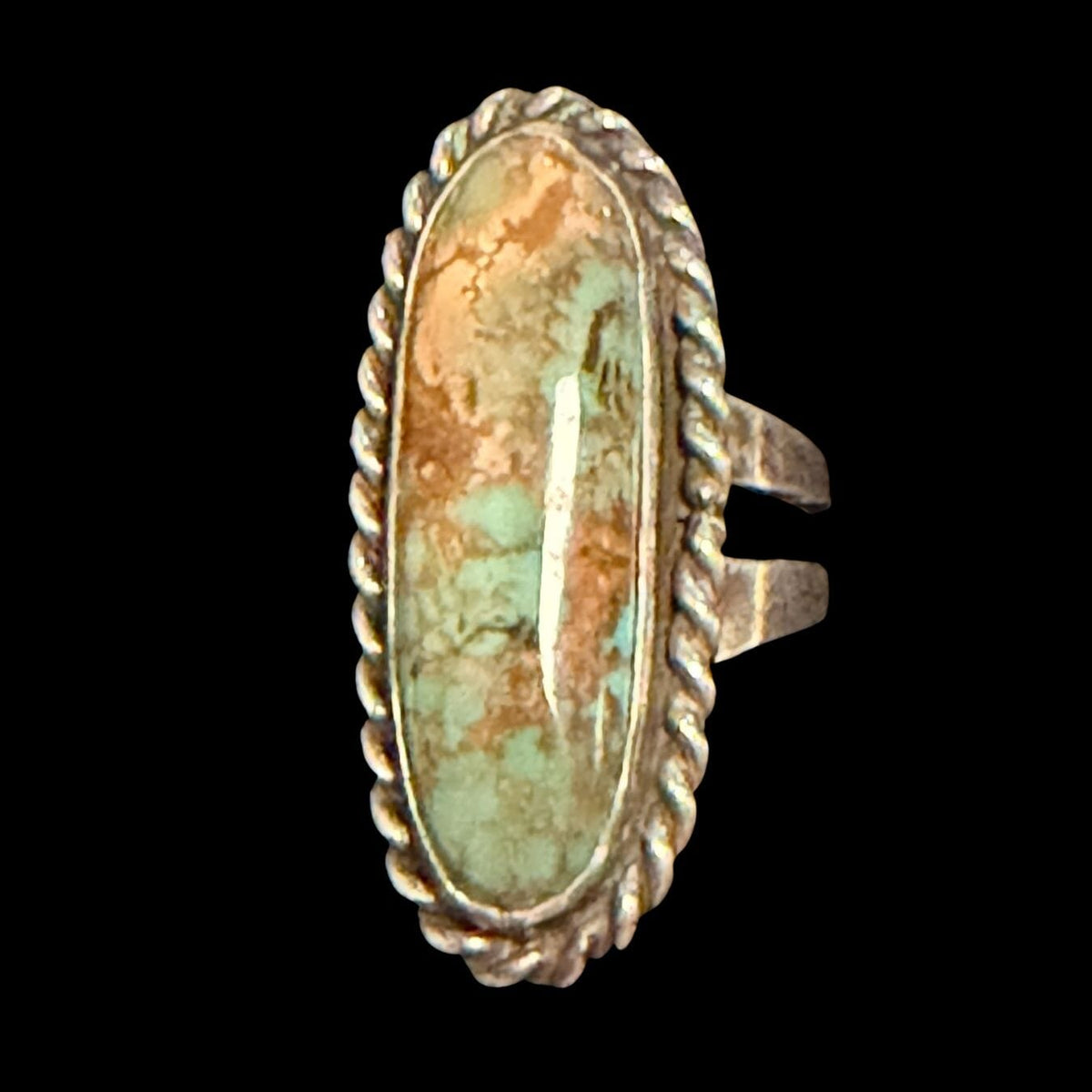 Turquoise/Rope Sterling Ring - Size 8 - RMH364