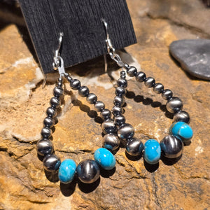 Turquoise/Silver Pearl Earrings - ESZ182