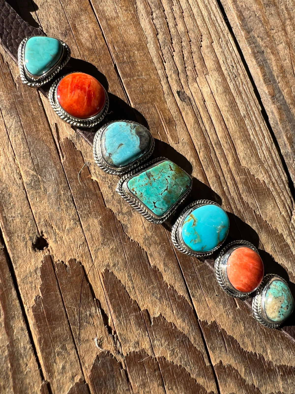 Turquoise/Spiny Oyster on Leather Bracelet - CAZ79