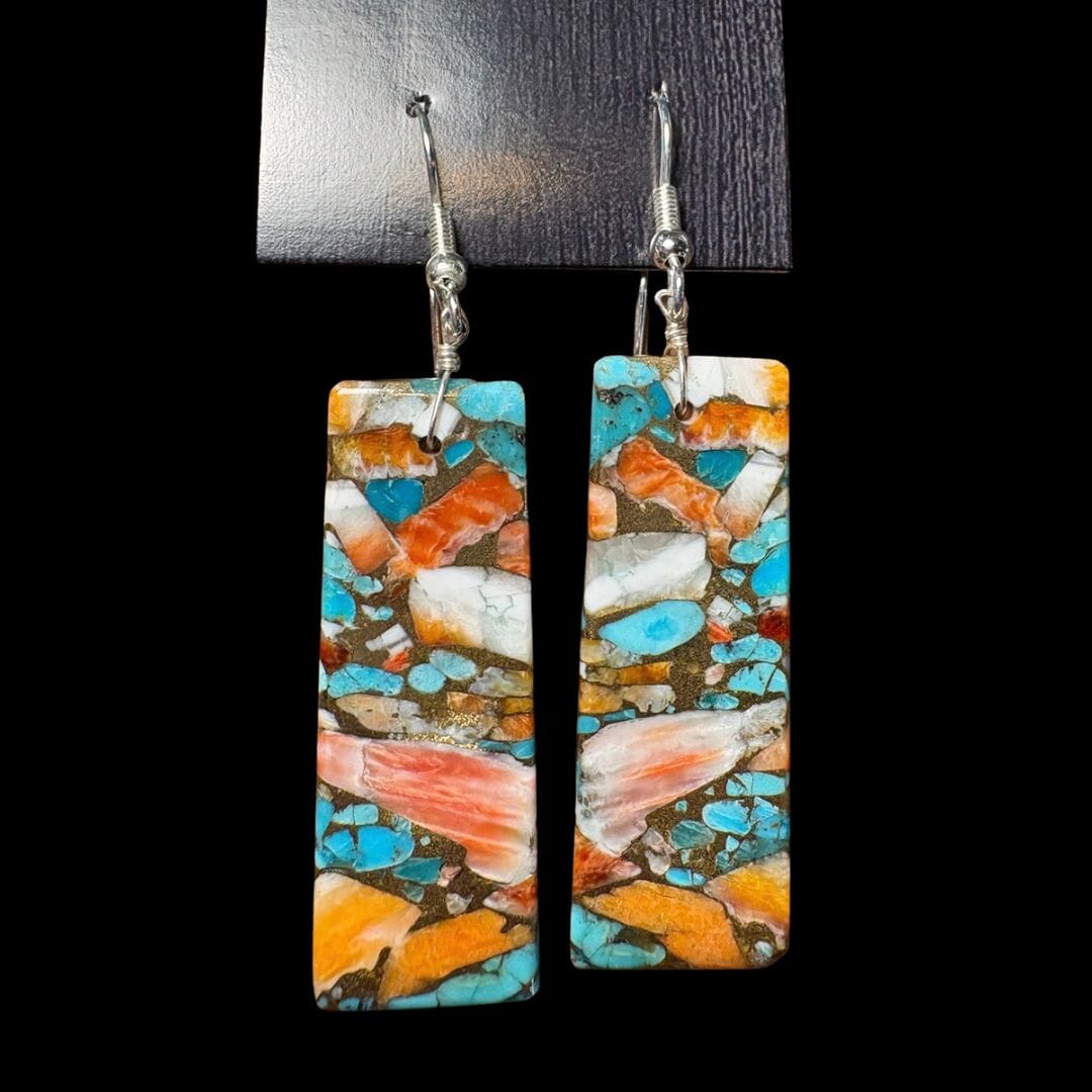 Turquoise/Spiny Oyster Slab Earrings - EITG28
