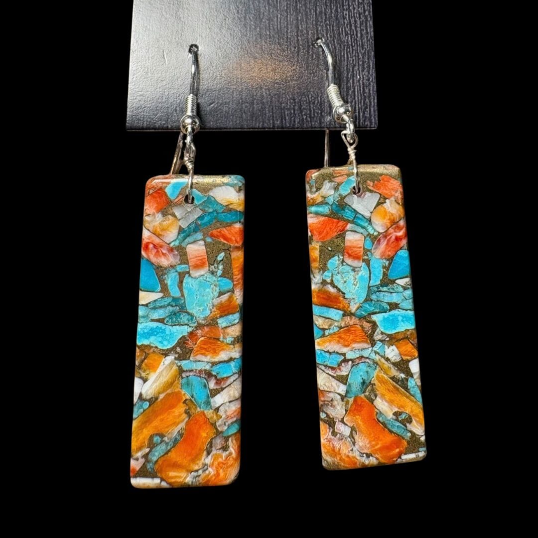 Turquoise/Spiny Oyster Slab Earrings - EITG29