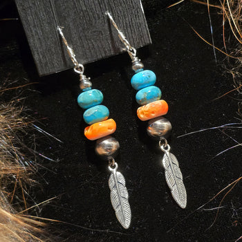 Turquoise/Spiny/Feather Earrings - ESZ184