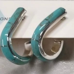 Turquoise/Sterling J Hoop Earring - PDDT140