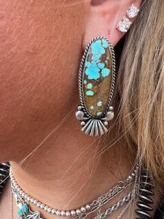 Turquoise/Sterling Silver Saucer Bead Necklace & Earring Set - NAZ58