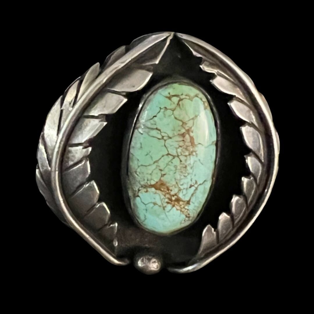 Turquoise/Sterling Silver Shadow Ring - Size: 7-1/4 - RMH276
