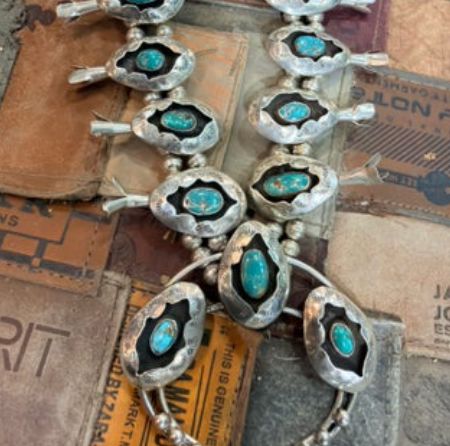 Turquoise/Sterling Silver Squash Blossom - SQOA5