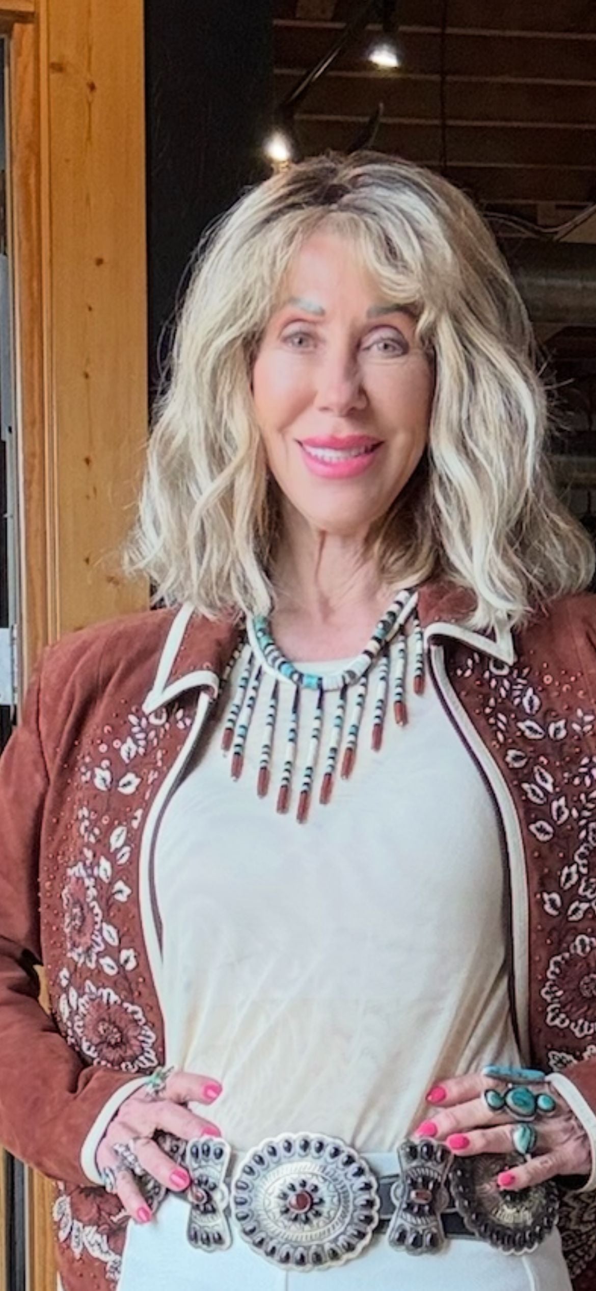 Turquoise/White/Red Bead Necklace - NAZ56