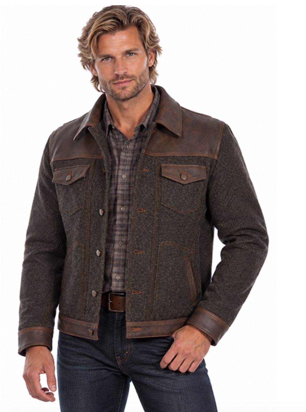 Tweed & Leather Jacket - Vintage Brown - Scully - 2005