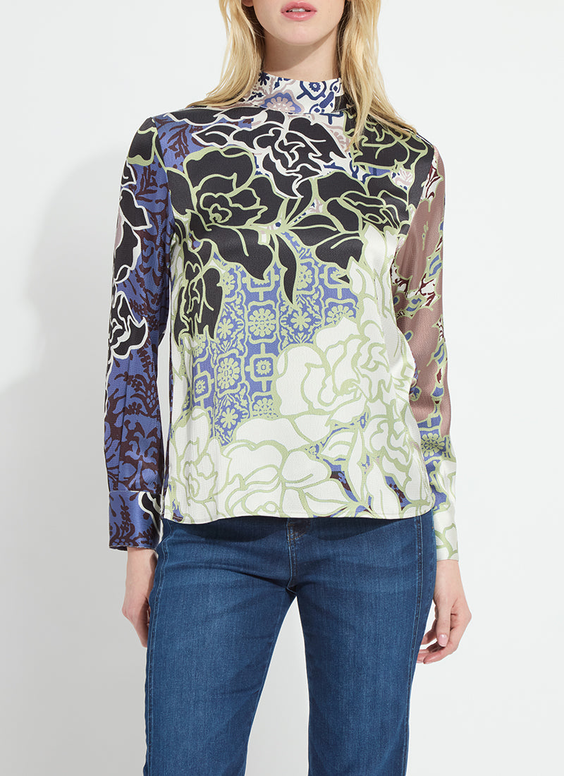 Antique Garden Mock Neck Blouse - LY3961