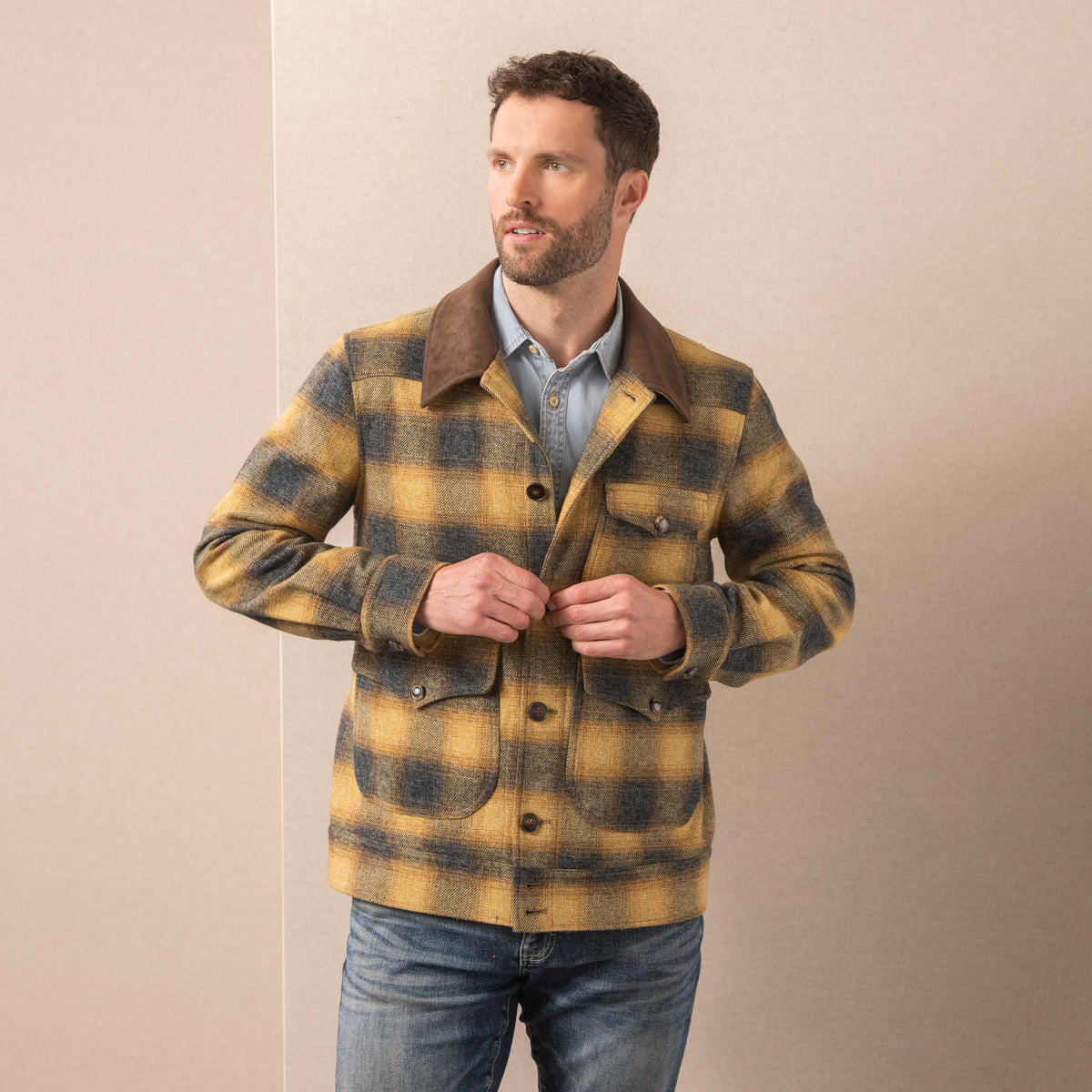 Navy/Tan Plaid Jacket - DUVNT