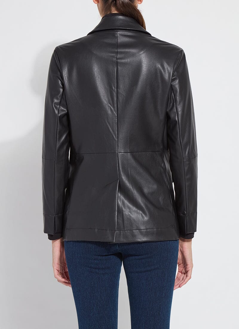 Versatile Vegan Leather Black Blazer - LY3582