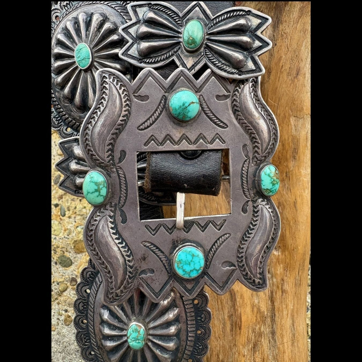 Vintage 16 Concho Belt w/ Turquoise Accent - BTMH19