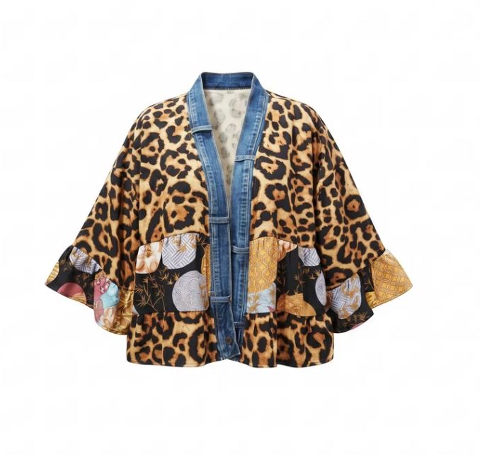 Vintage Animal Print/Denim Cardigan - 5474VA