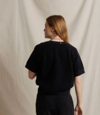 Vintage Black Kennedy Short Sleeve Reversed Sweatshirt - KENVB