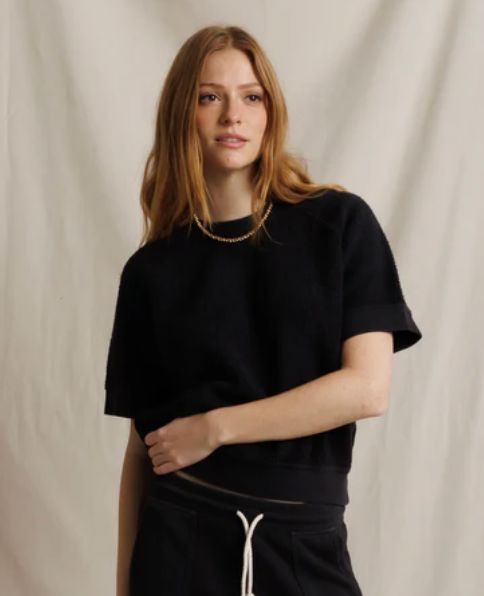 Vintage Black Kennedy Short Sleeve Reversed Sweatshirt - KENVB