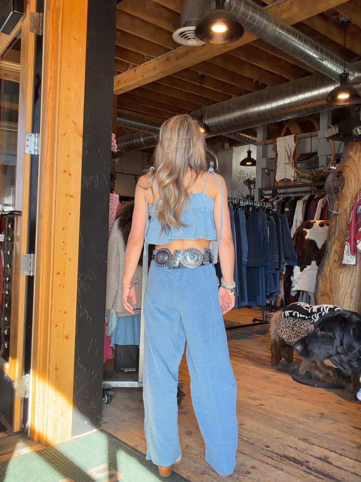 Vintage Blue Gauze Top & Bottom Set - 10585BC