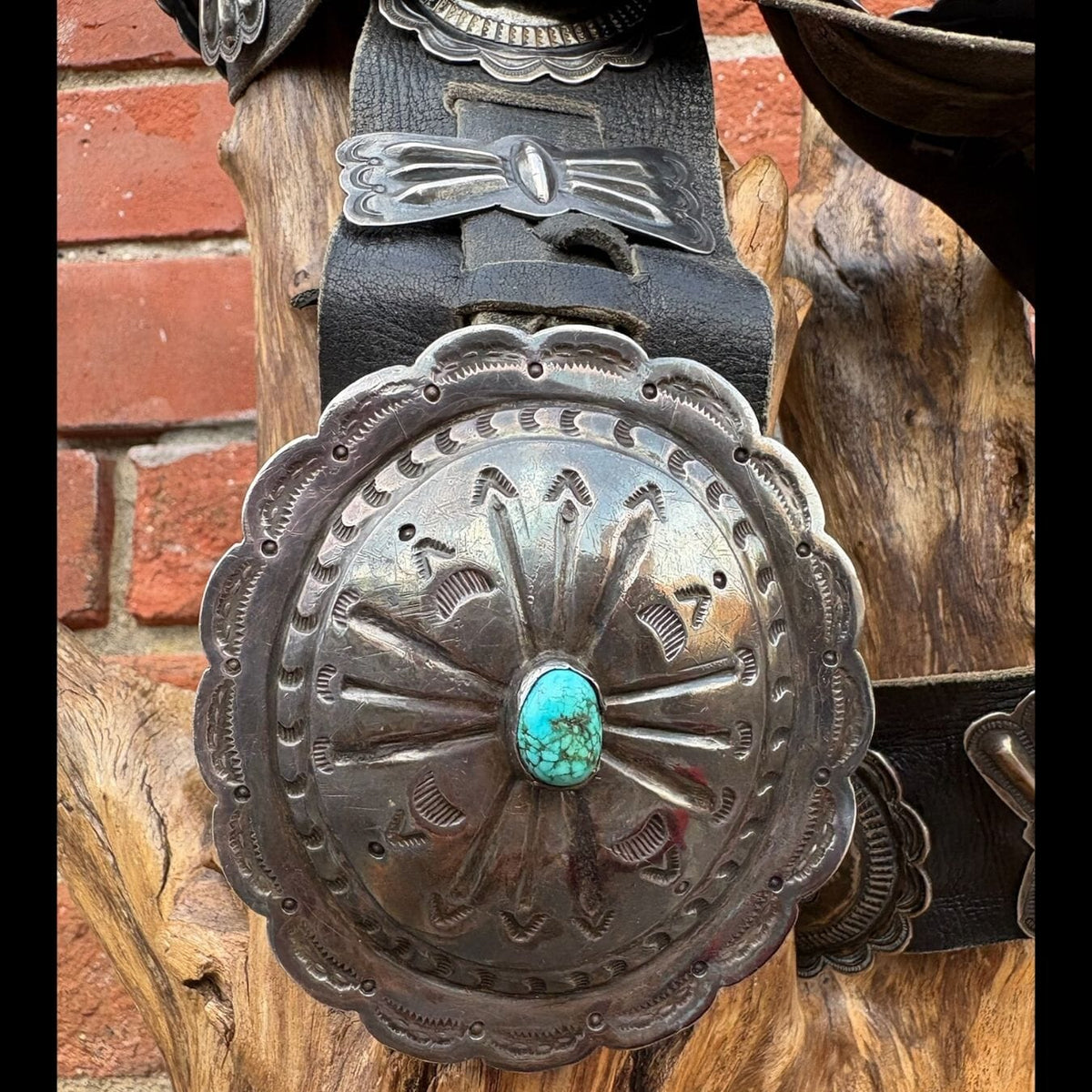 Vintage Concho Belt w/Turquoise Accent Oval - BTMH16