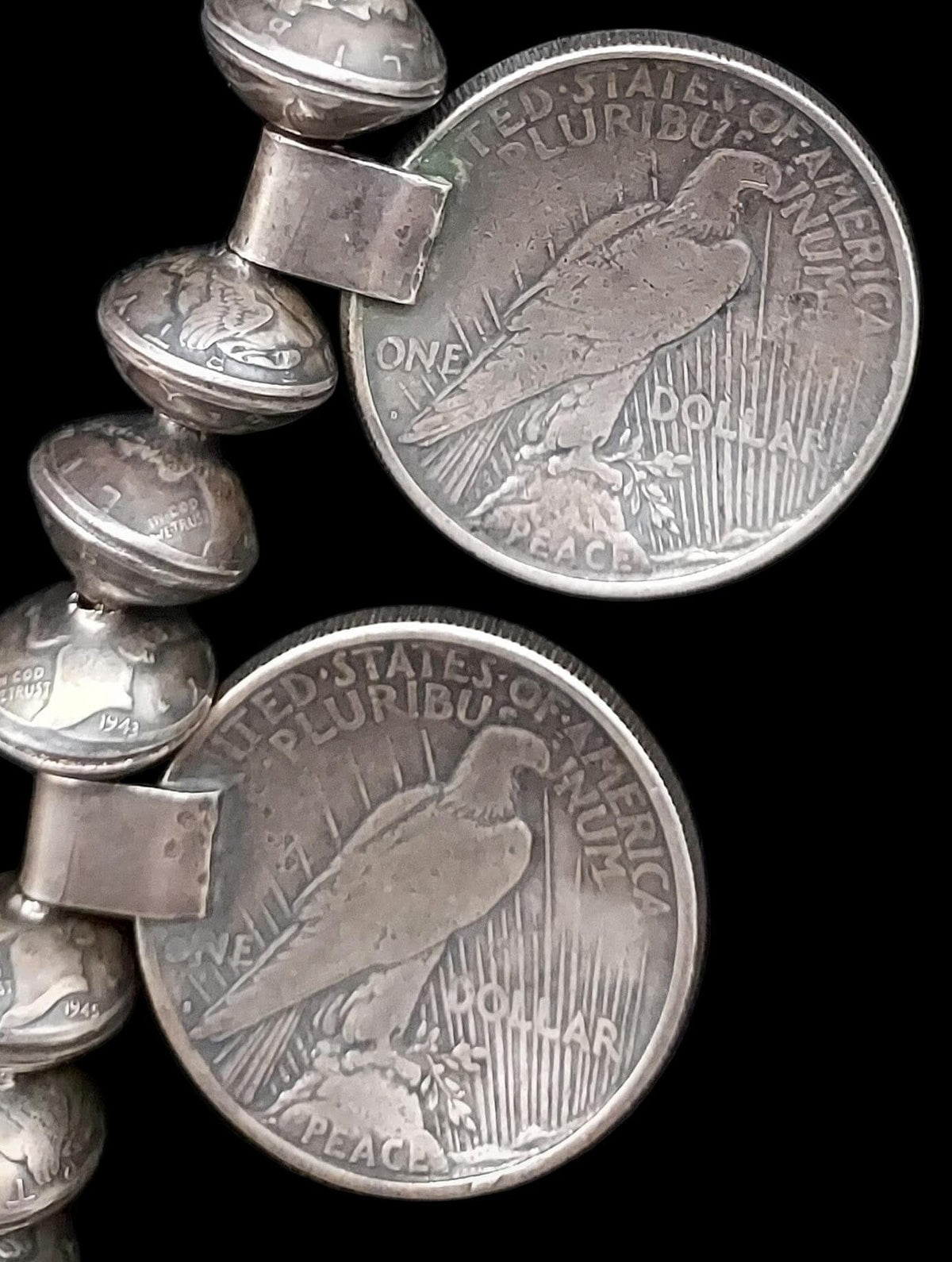 Vintage Liberty Silver Dollar Squash Blossom Necklace - SQMH26