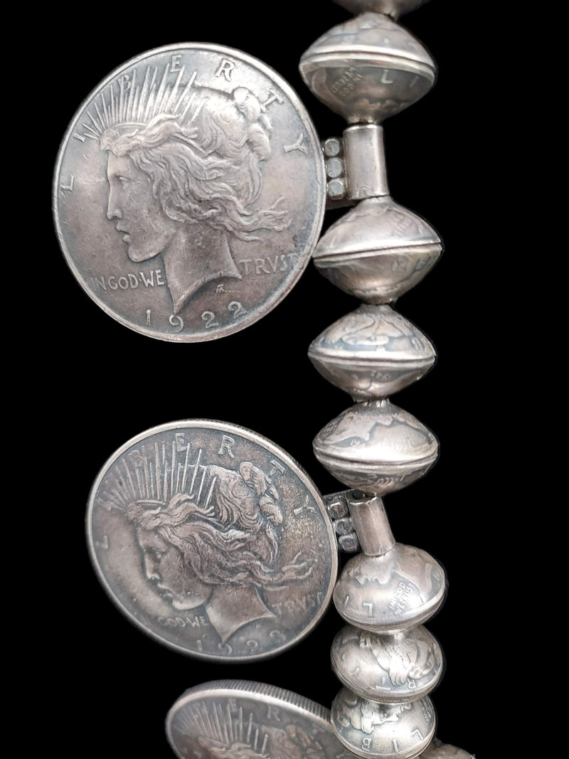 Vintage Liberty Silver Dollar Squash Blossom Necklace - SQMH26