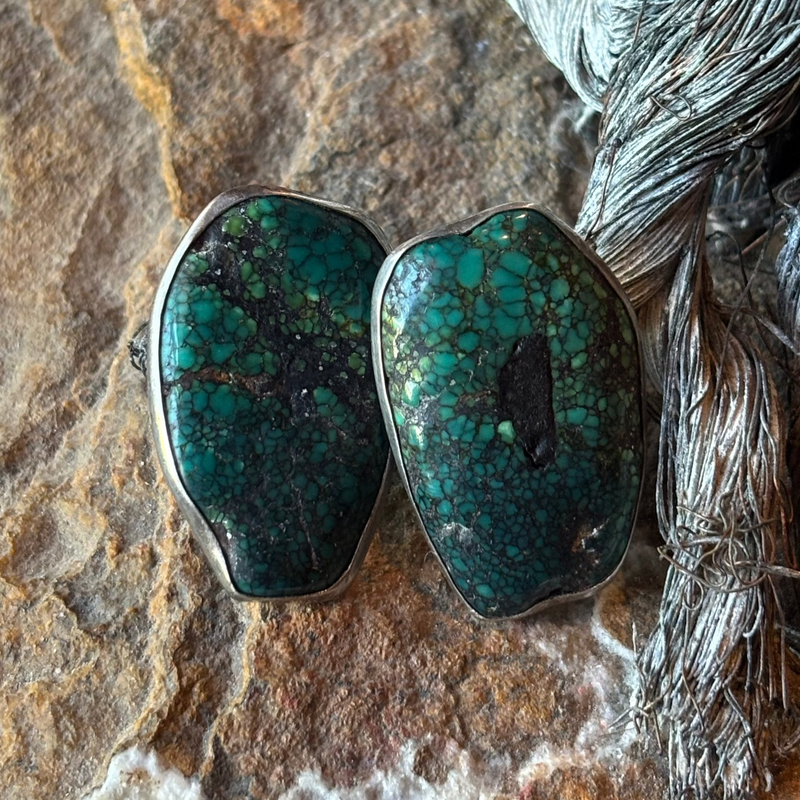 Vintage Tibetan Turquoise Earrings - E433