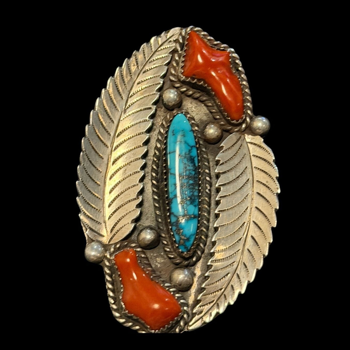 Vintage Turquoise & Coral Ring - Size 5.75 - RMH356