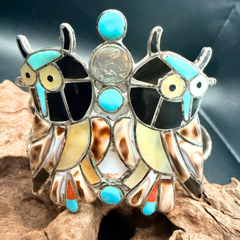 Vintage Zuni Inlay Owl Cuff - CPD25