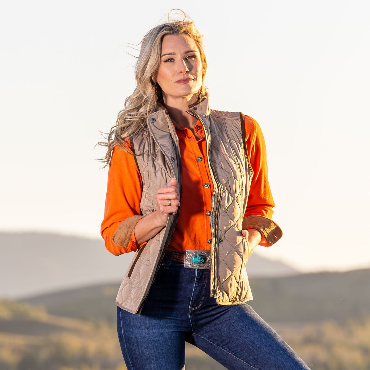 Vista Quilted Nylon Vest - Dark Khaki - VISTDK