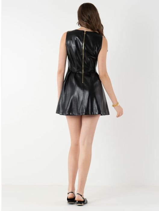 Vivi Dress - Black Vegan Leather - EM435