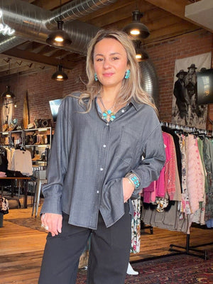 Washed Black Chambray Shirt - LY3655