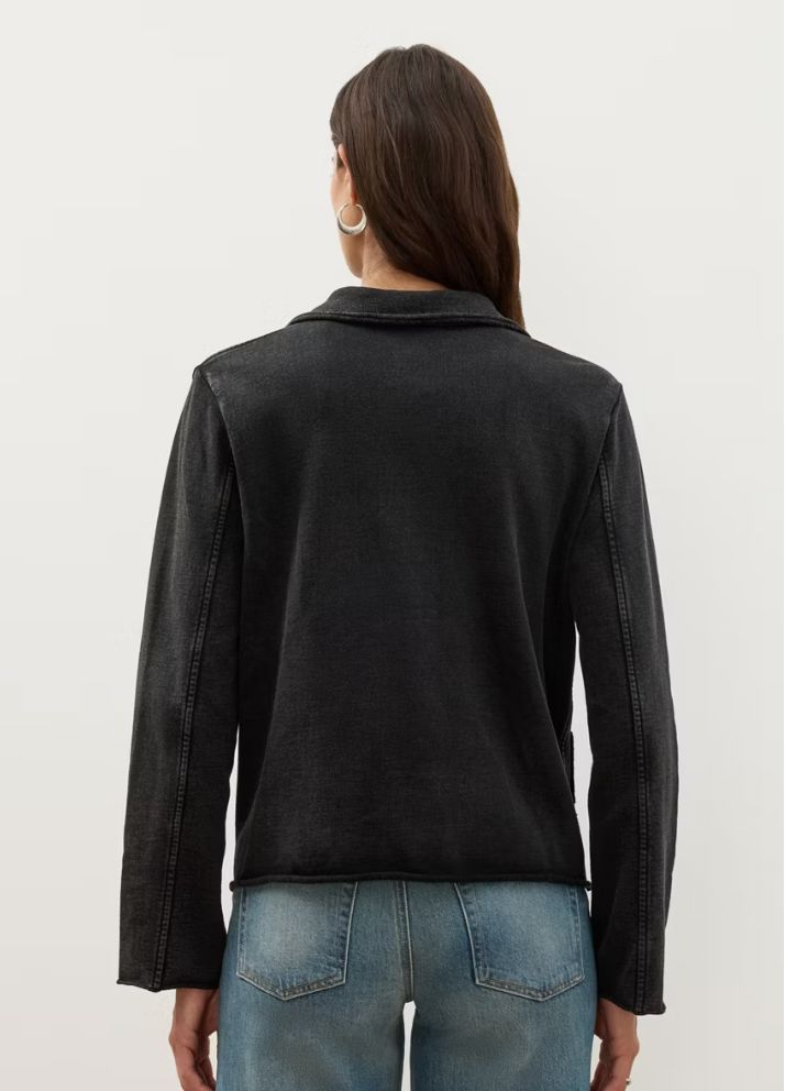 Washed Black French Terry Jacket - 46626