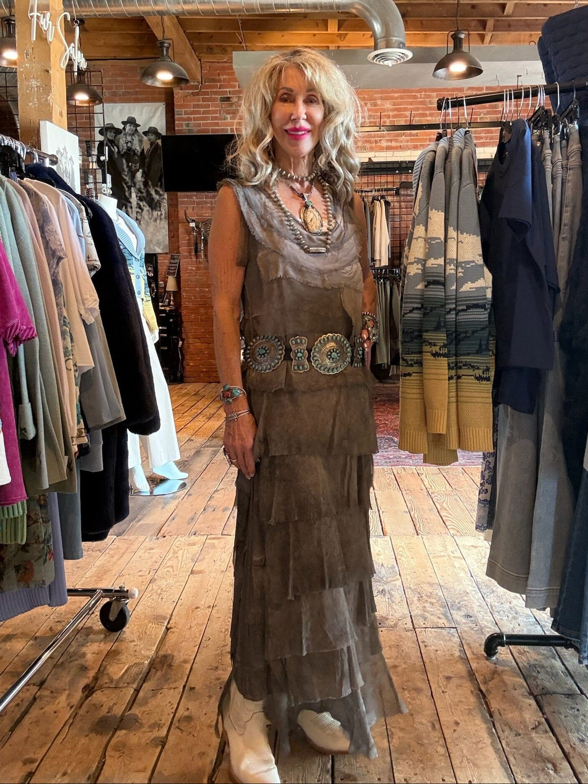 Washed Chocolate Tiered Silk Maxi Dress - DGG2-WC