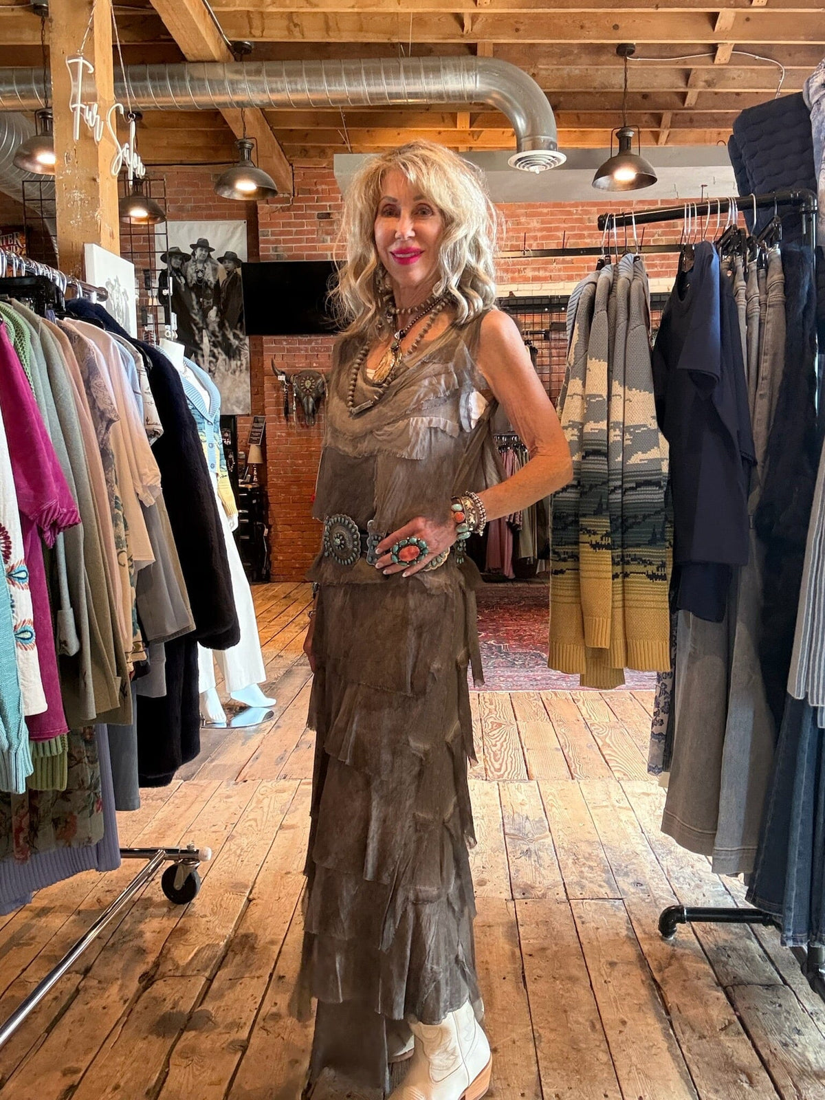 Washed Chocolate Tiered Silk Maxi Dress - DGG2-WC