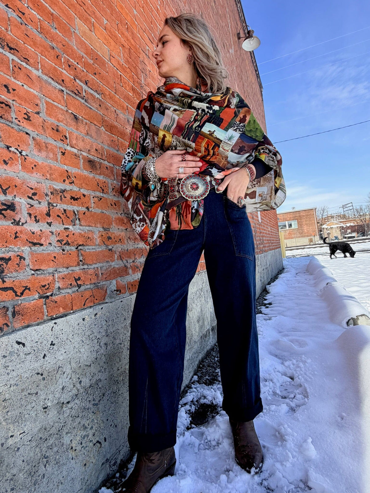 West Print Scarf - UBAC11W