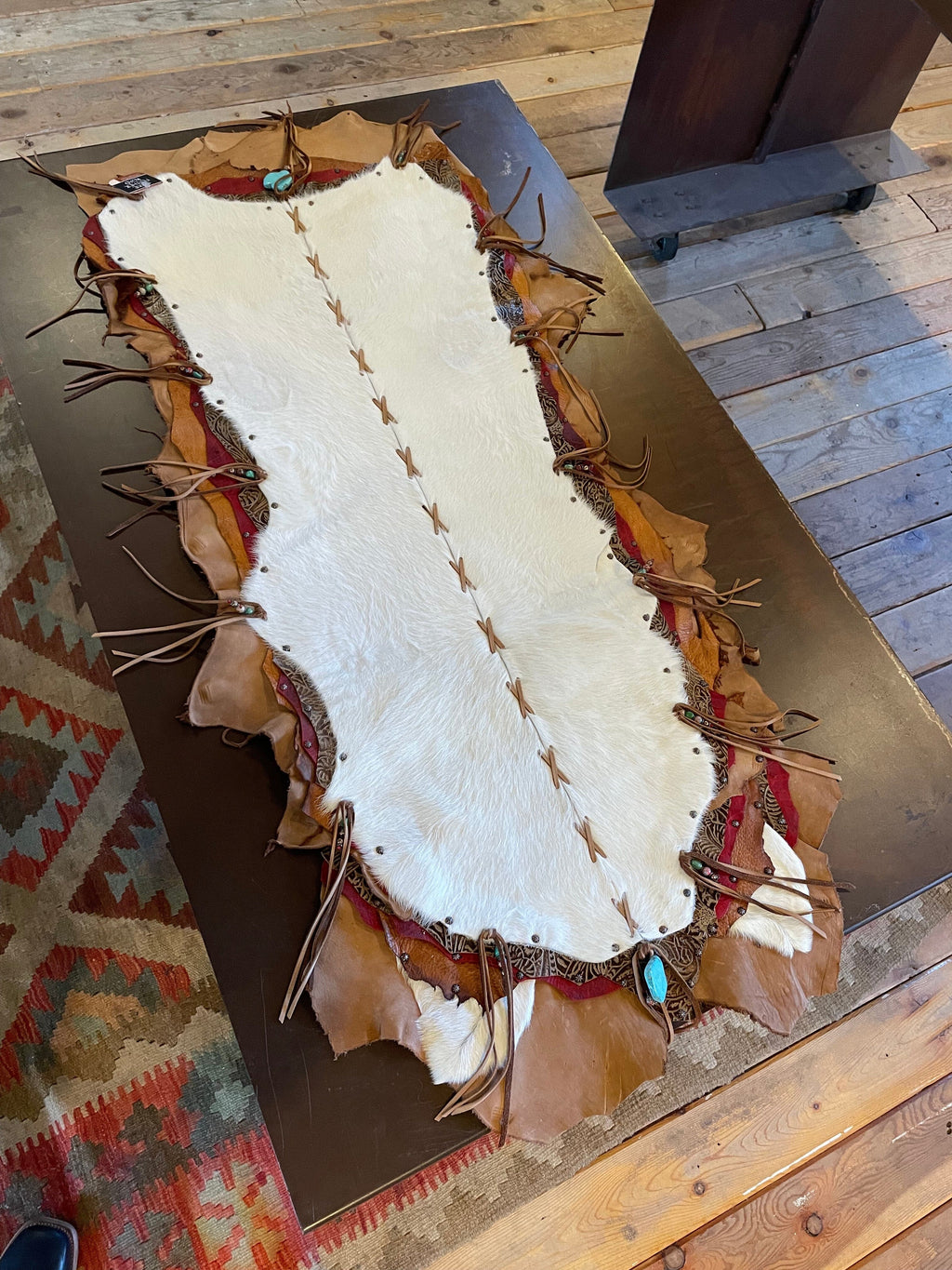 Western Cowhide/Leather Table Topper - TTBS-4 – STONE FEATHER ROAD