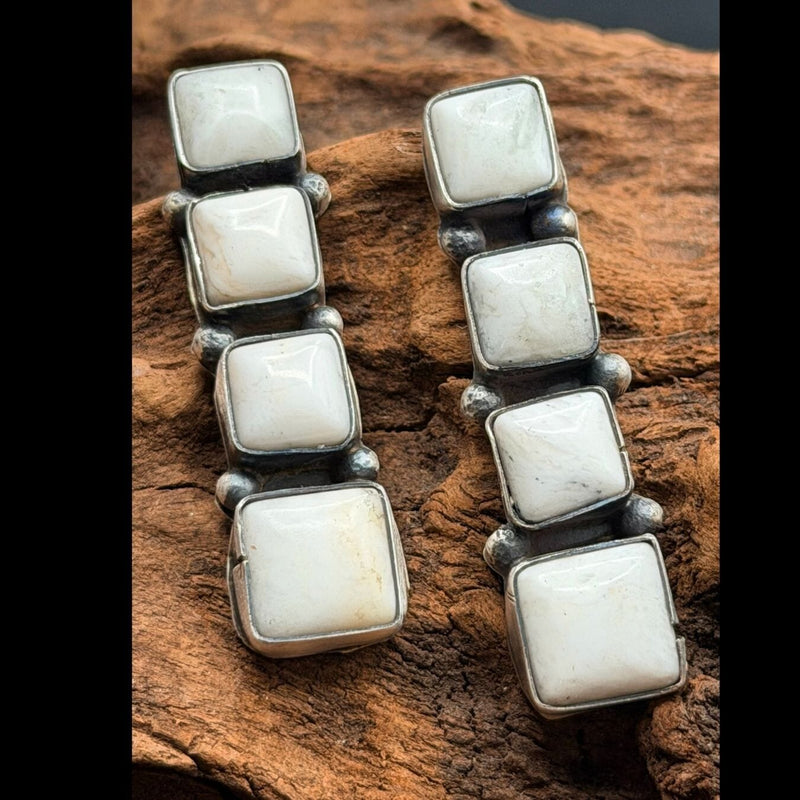 White Buffalo 4-Stone / Sterling Earrings - ESL127