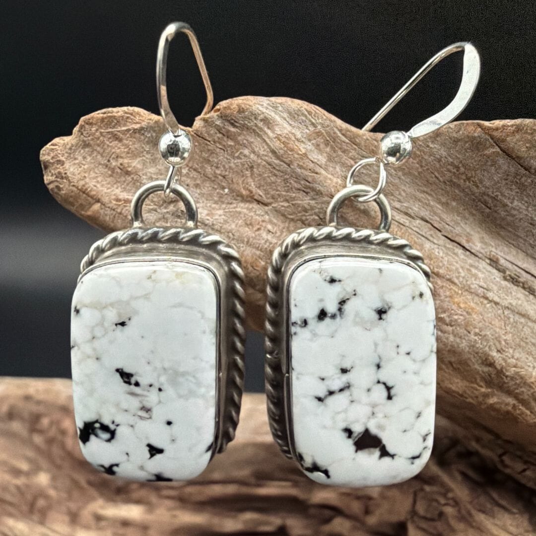 White Buffalo Square Dangle Earrings - EITG14