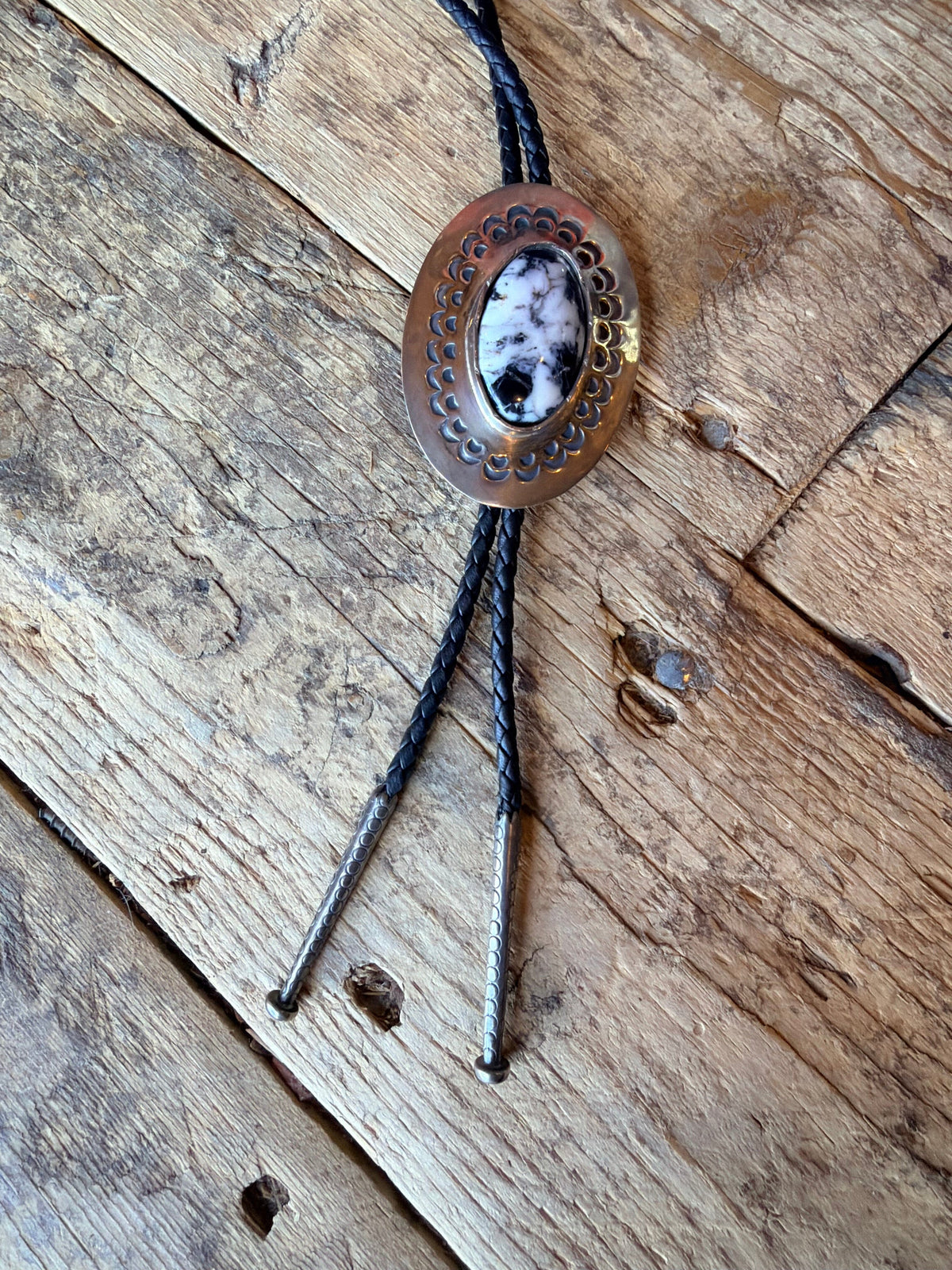 White Buffalo Turq/Sterling Silver/Leather Bolo BOVO-1
