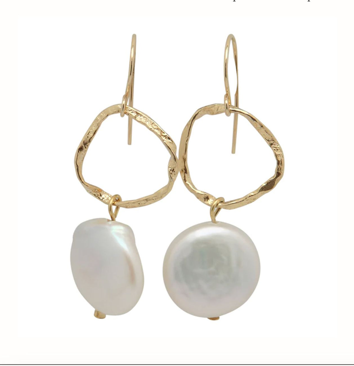 White Coin Pearl/Gold Earring - GP315-01G