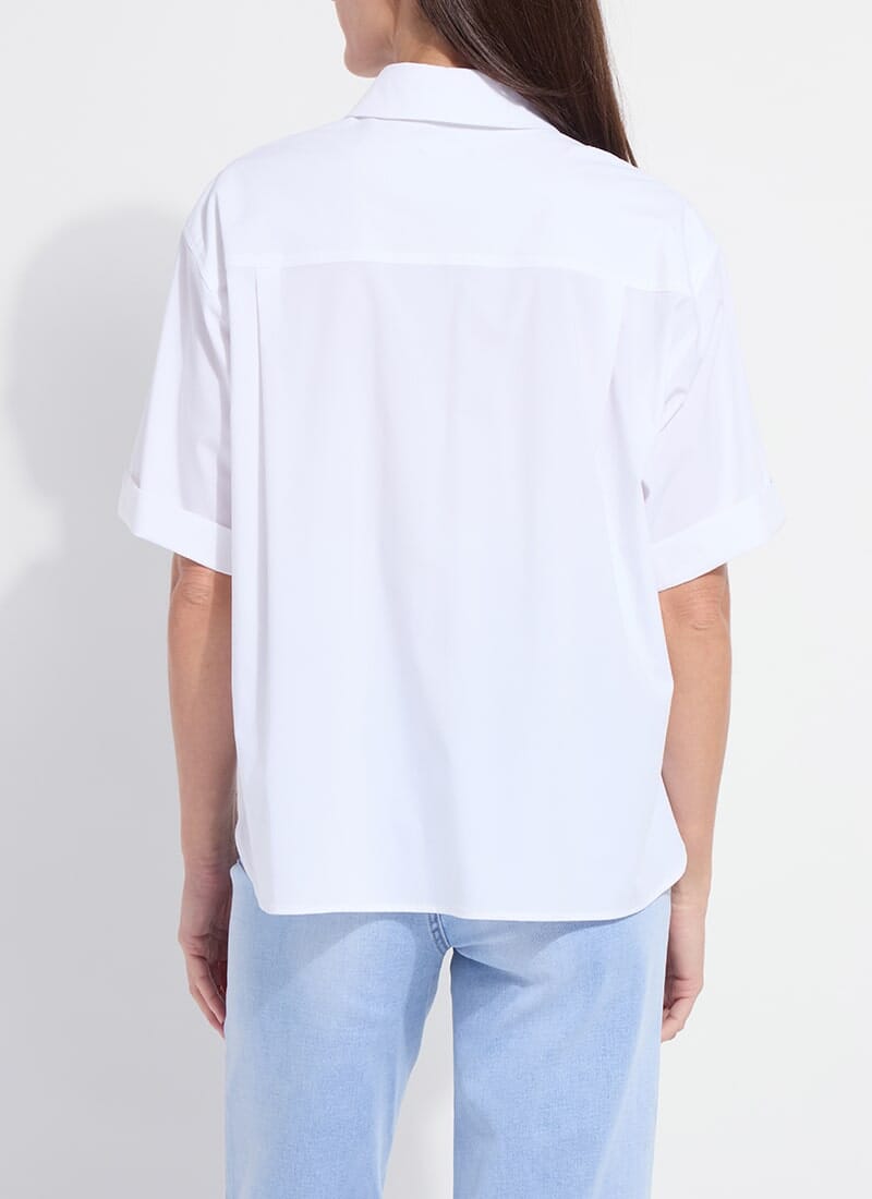 White Crop Short Sleeve Blouse - LY3836W