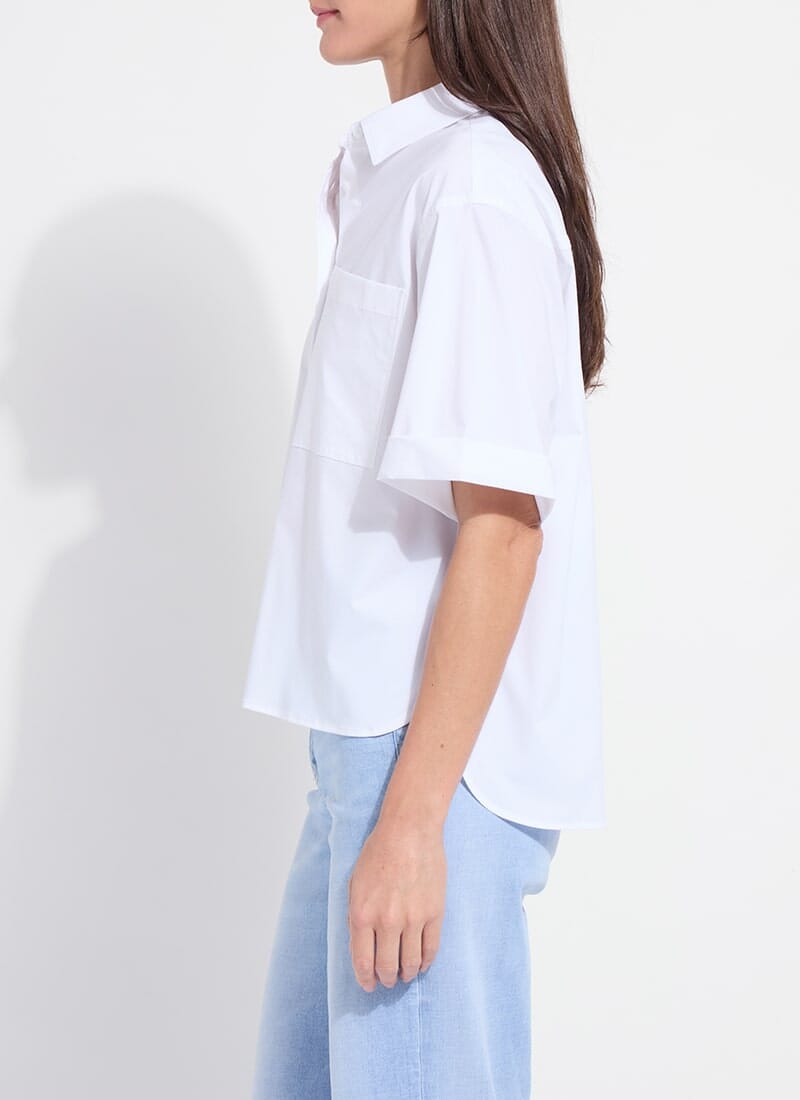White Crop Short Sleeve Blouse - LY3836W