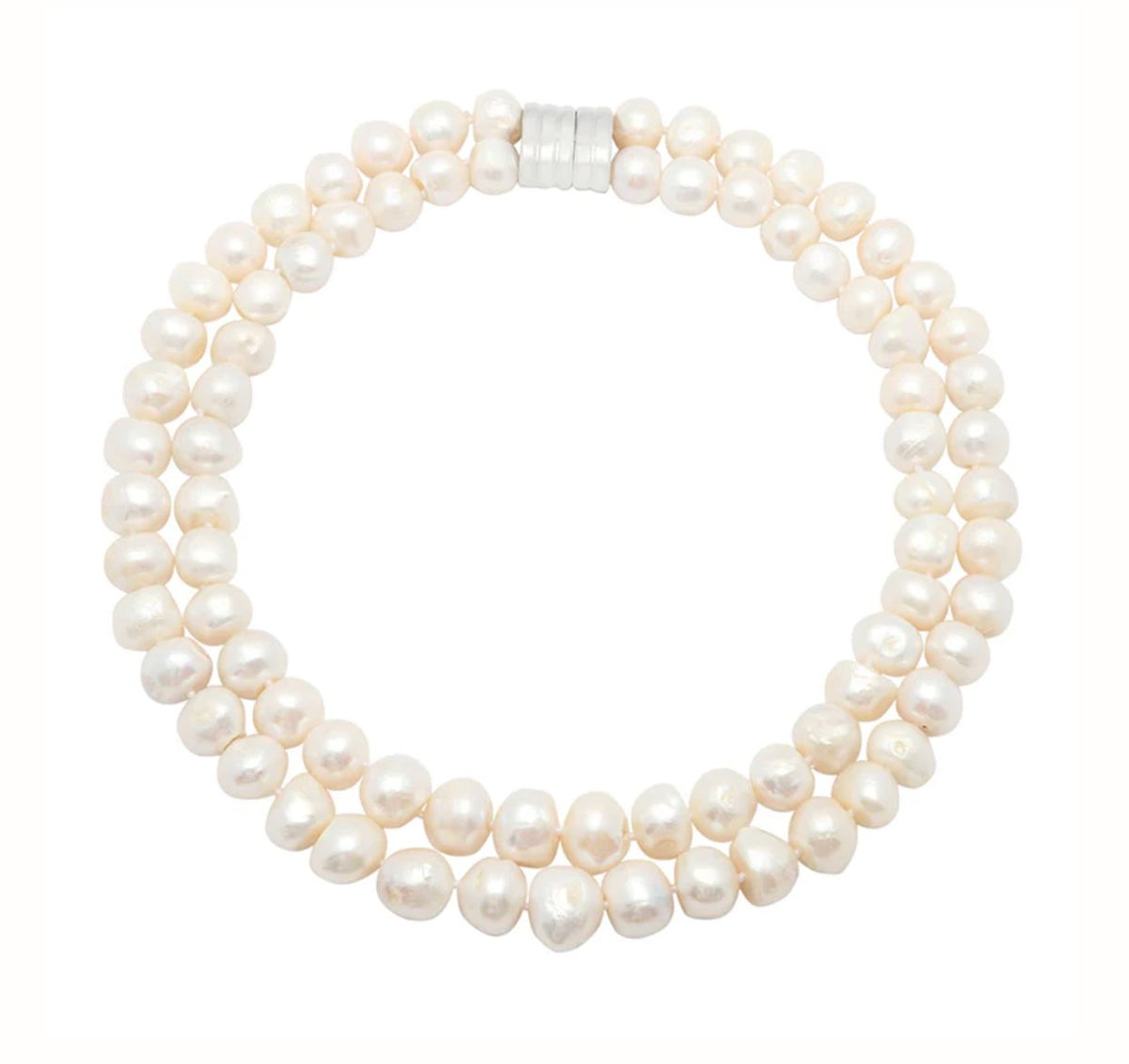 White Pearl Double Strand Necklace - GP101-01