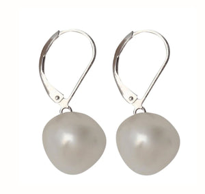 White Pearl On Silver Earrings - GP304-01S