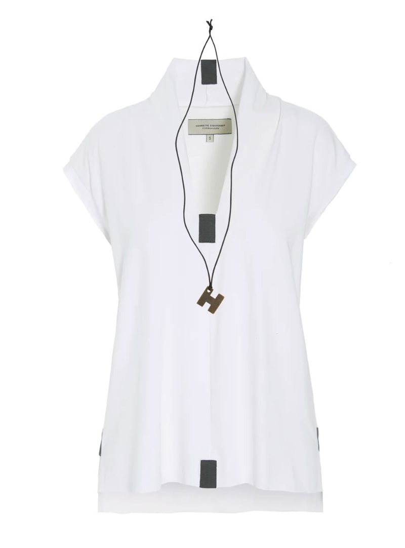 White V-Collar Blouse - Henriette Steffensen - 96103W